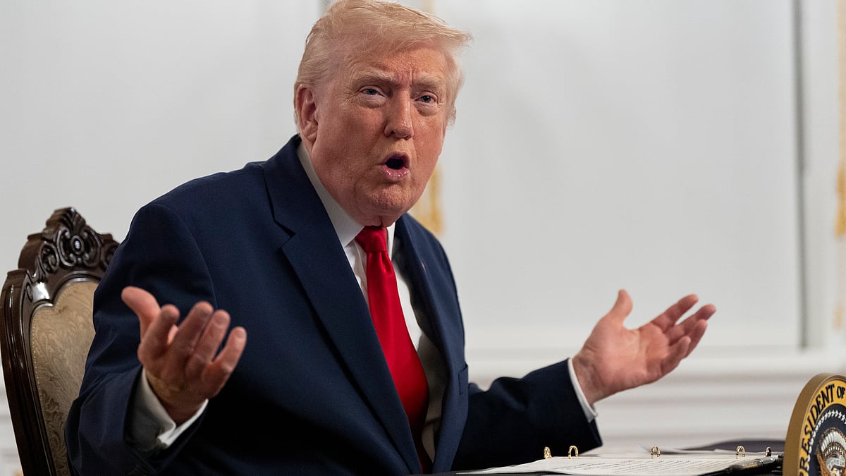 Donald Trump addresses the media in Palm Beach.