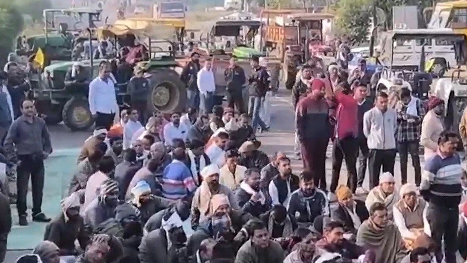 A video screengrab pf the protest site