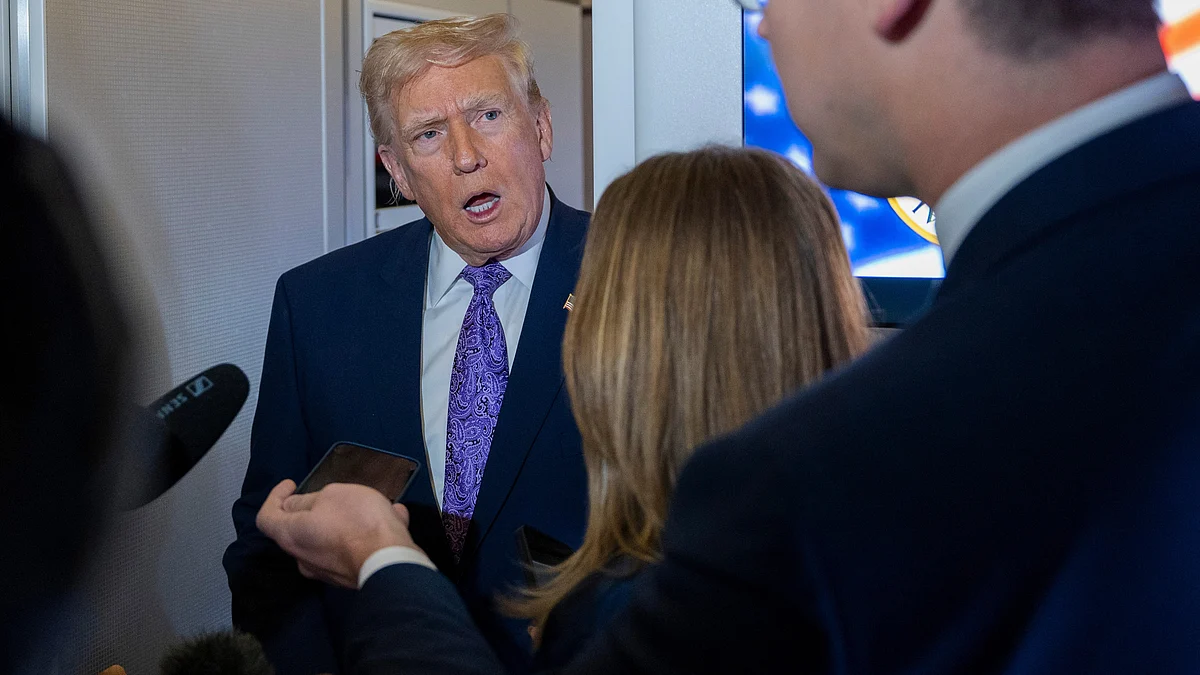 Trump takes questions aboard Air Force One leaving Mar-a-Lago.
