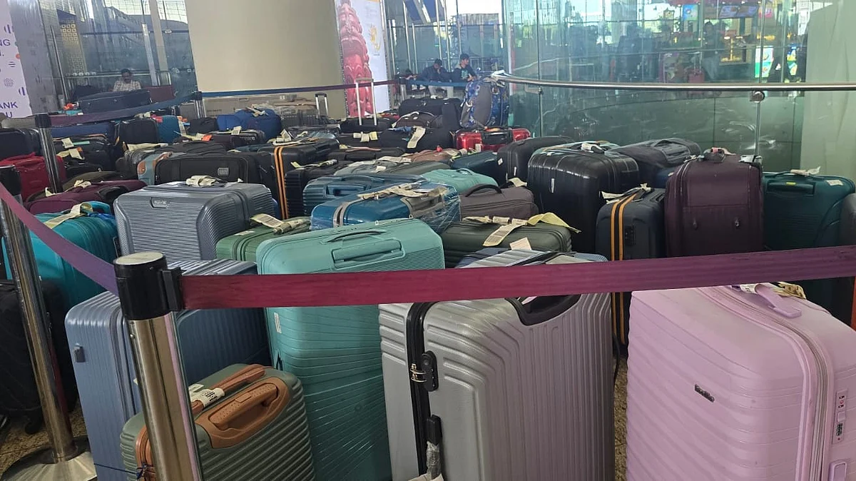 Unloaded passenger bags at Mumbai airport  