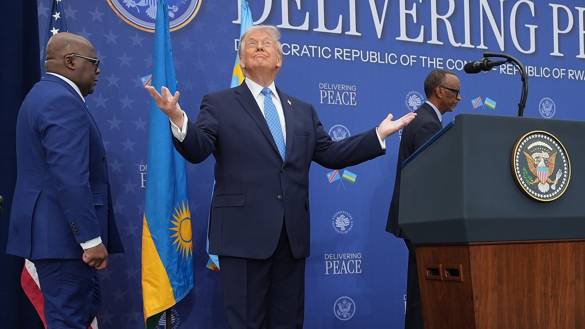 Donald Trump arrives for a signing ceremony in Washington.