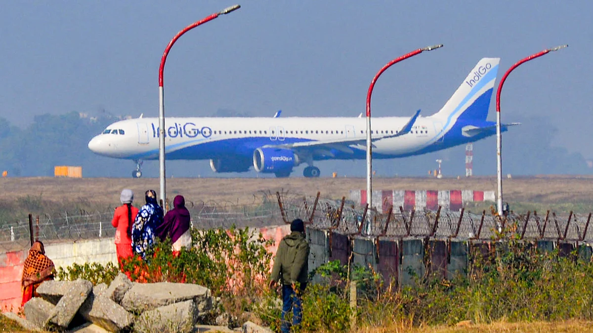 An Indigo flight prepares for takeoff 