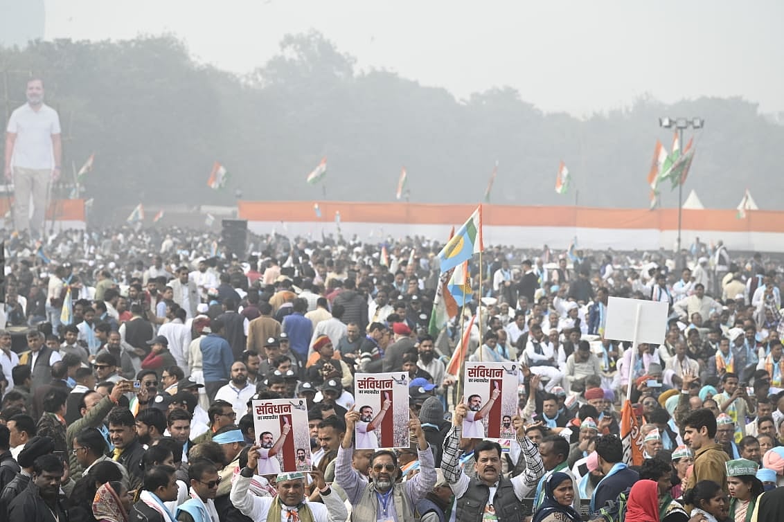 Congress supporters at the rally.