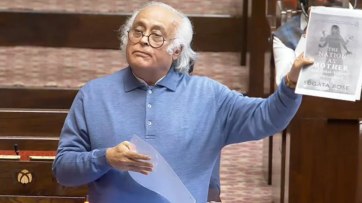 Jairam Ramesh addresses the Rajya Sabha during Parliament’s Winter Session in New Delhi