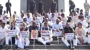 Screen grab of Karnataka Congress protests in Belagavi
