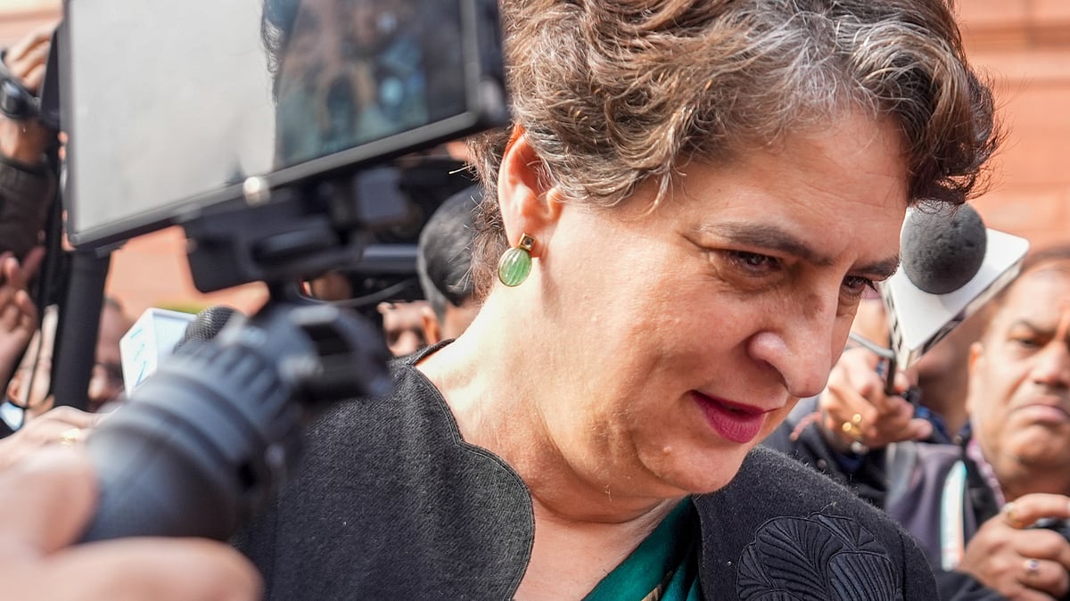 Priyanka Gandhi Vadra during the Winter session of Parliament in New Delhi.