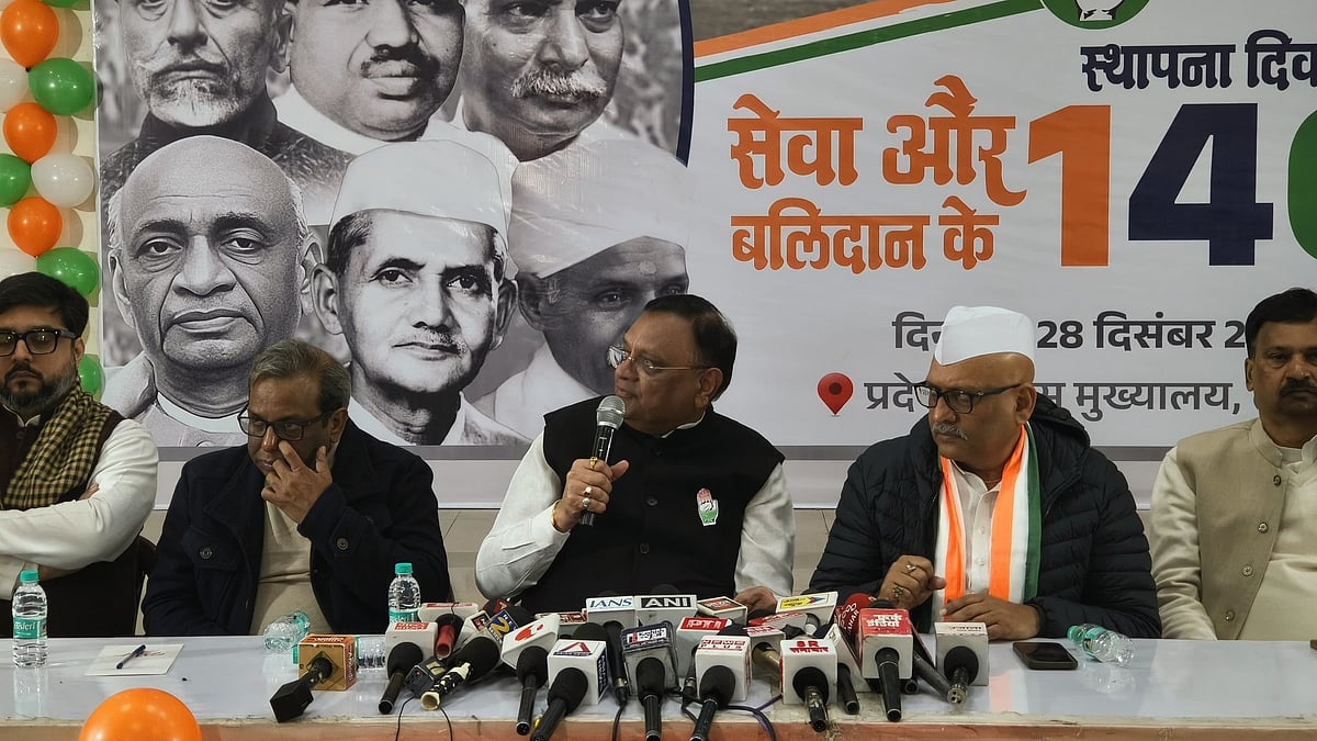 Congress general secretary Avinash Pande speaks during a press conference in Lucknow.