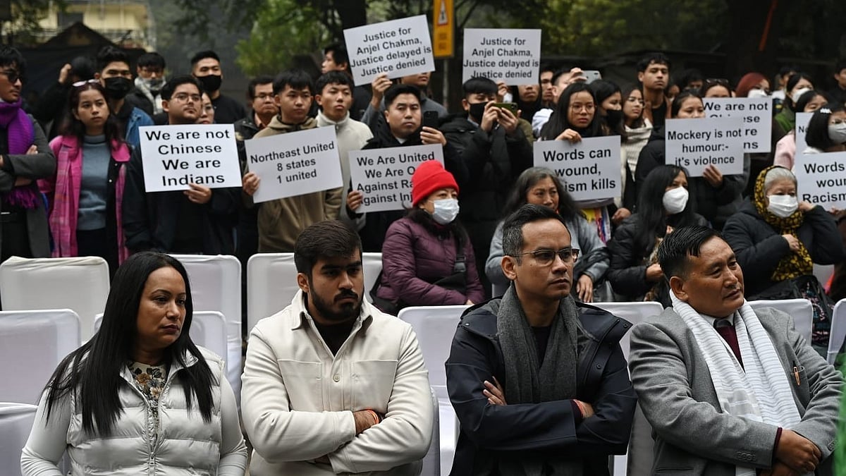 Northeast students protest at Jantar Mantar seeking justice for Tripura student killed in Dehradun 