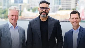Abhishek Bachchan with Steve Waugh during the league's launch in Sydney.