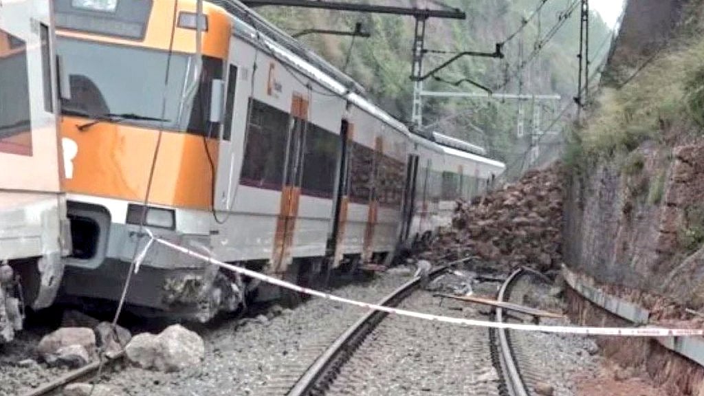 The train derailment site near Barcelona 
