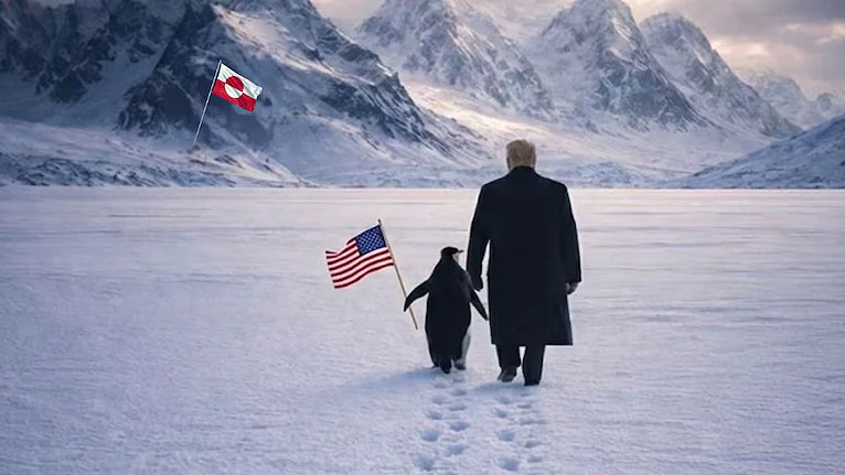 The viral penguin meme with Trump