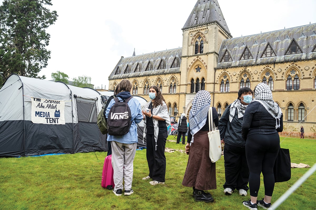 Pro-Palestine student activists at the Oxford University Museum of Natural History