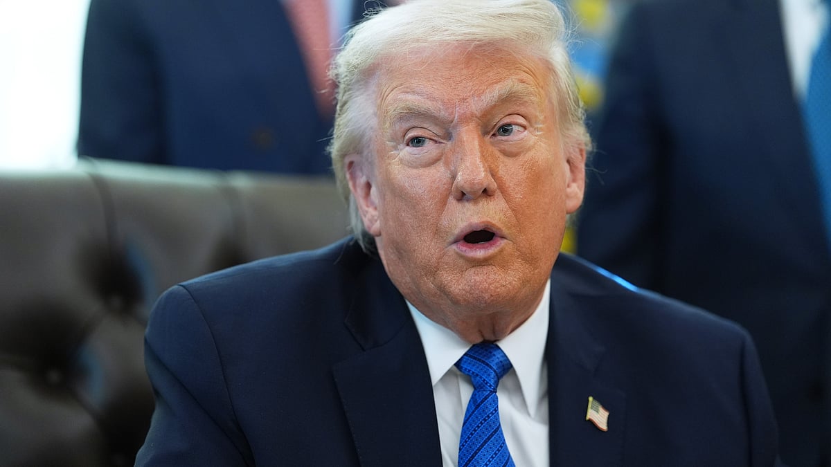 Donald Trump speaks during an event at White House.