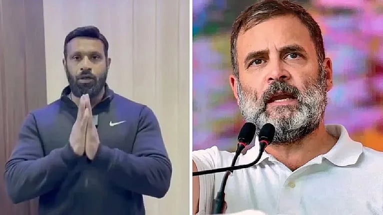 Deepak Kumar (left) and Rahul Gandhi.