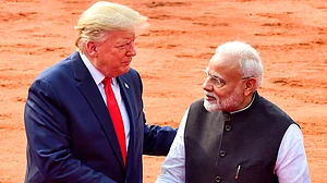 Donald Trump with Narendra Modi in New Delhi in this image dated 25 Feb 2020