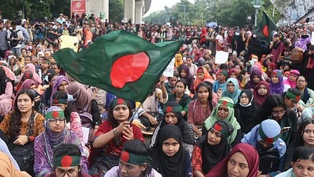 Women protest in Bangladesh.