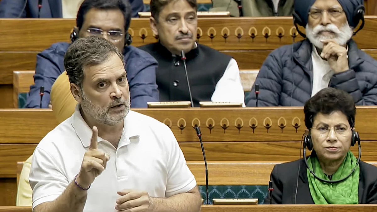 Rahul Gandhi speaks during the Budget session of Parliament, 11 Feb