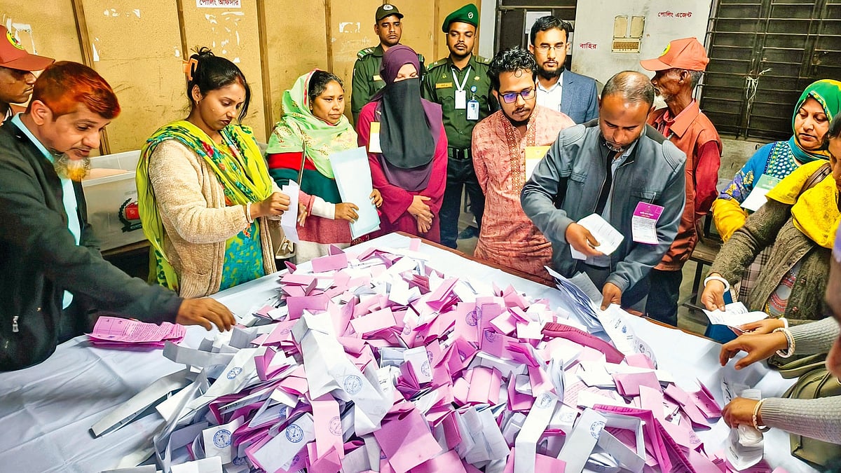File photo of a counting centre in Bangladesh after the February elections