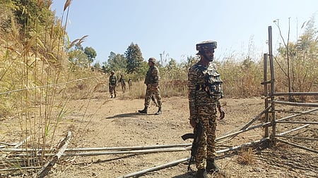 Security forces patrol in Manipur.