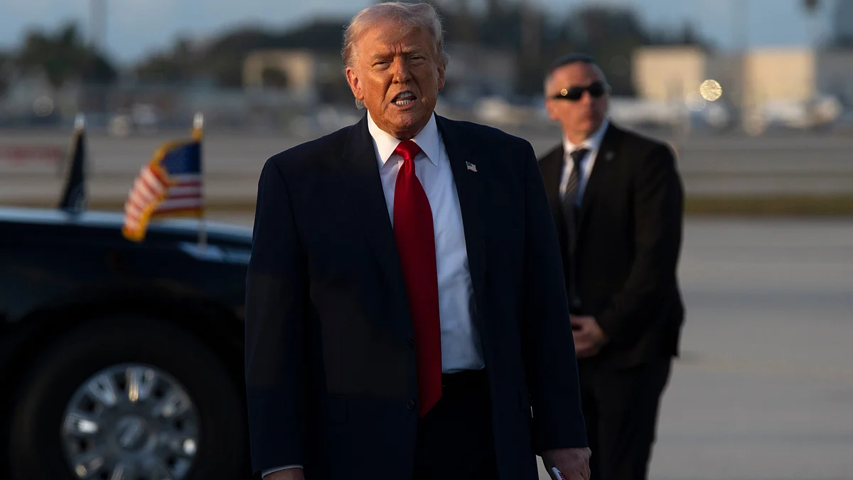 Donald Trump at Miami International Airport.