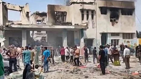 Video screengrab showing the devastated school building in Iran’s Hormozgan.