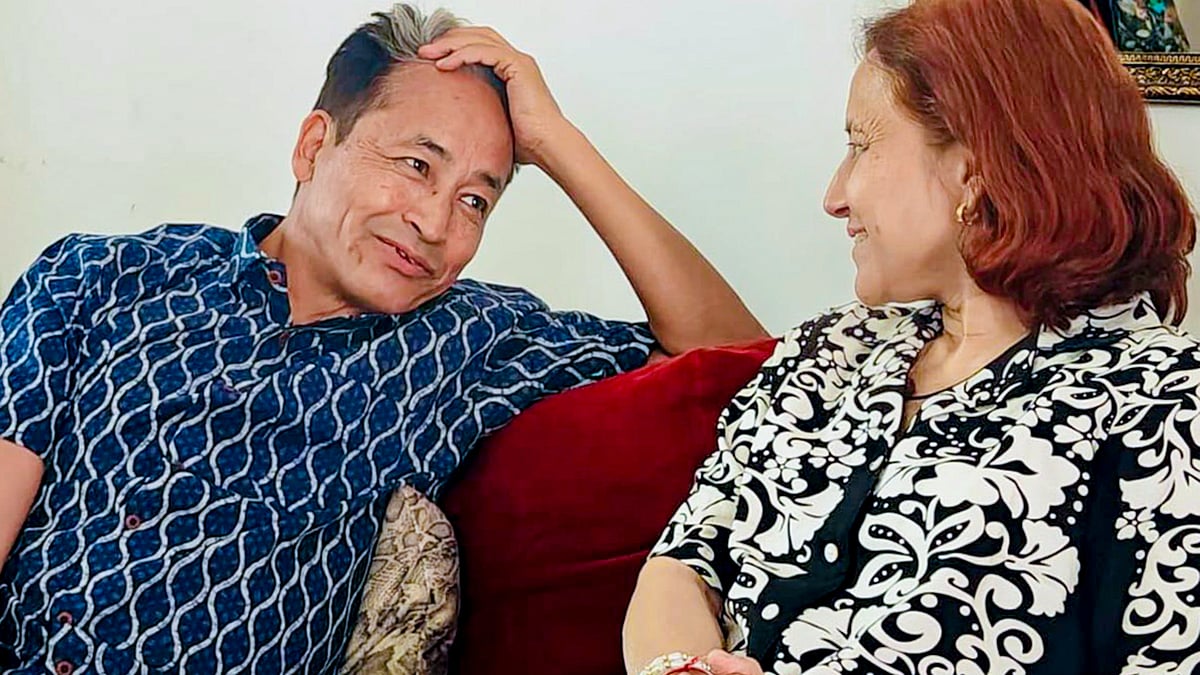 Climate activist Sonam Wangchuk with spouse Gitanjali J. Angmo.