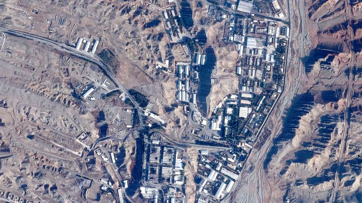 A satellite image shows damage after airstrikes on Iran's Parchin military base outside Tehran
