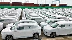 Indian manufactured cars waiting to be shipped