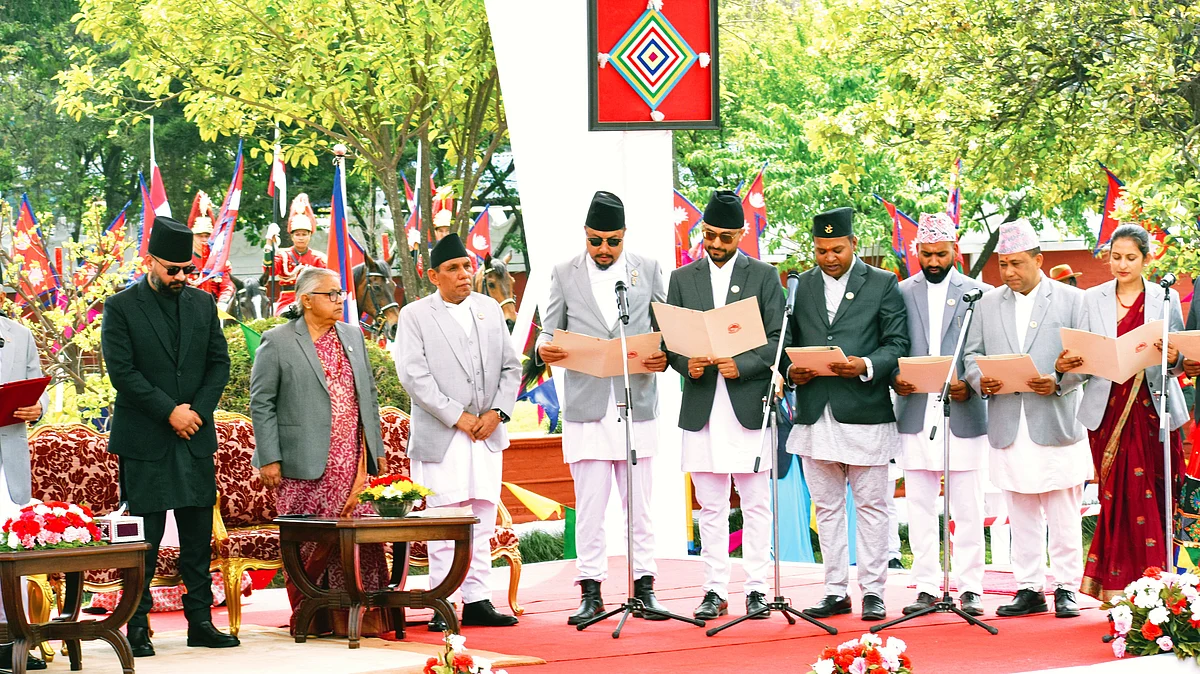 Nepal’s youngest PM Balendra Shah (far left) and his young cabinet have their work cut out