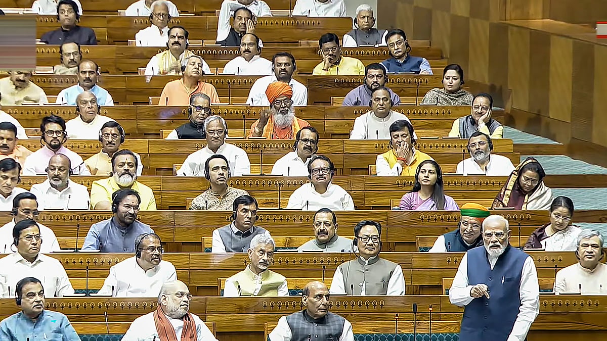 PM Modi and members of the ruling party in the Lok Sabha 