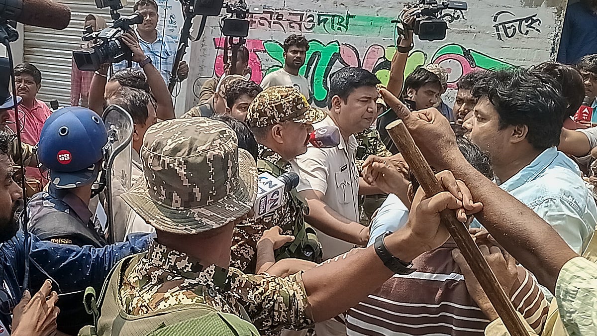 Security personnel present at the site after clashes broke out between supporters.