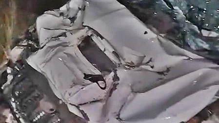 The remains of the mangled vehicle  