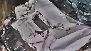 The remains of the mangled vehicle