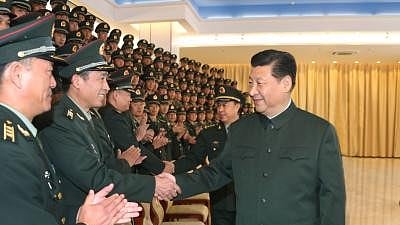 Xi Jinping with military officers in China