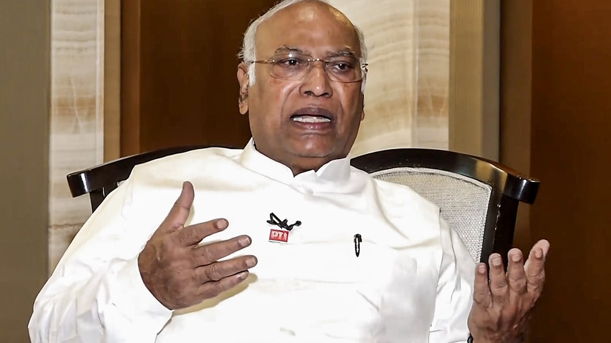 Mallikarjun Kharge speaks during an interview in Chennai.