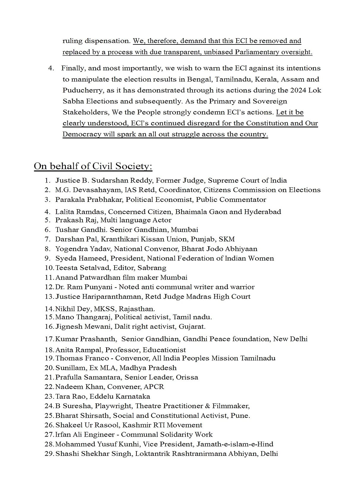 Over 300 civil society members slam SIR, question ECI’s credibility