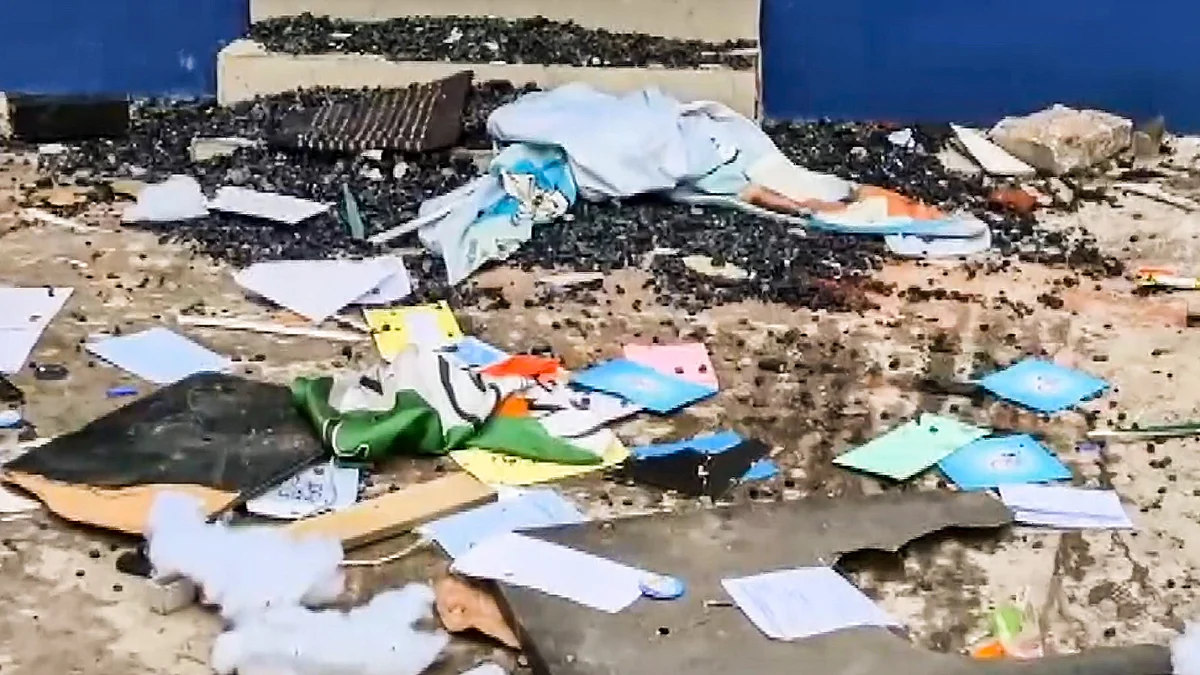 The scene outside a TMC office in Asansol.