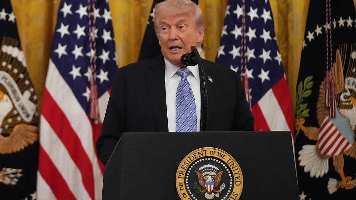 Donald Trump speaks during an event in Washington.