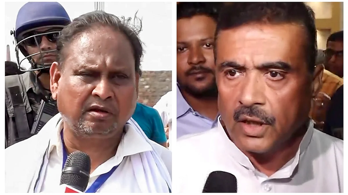 Humayun Kabir (left) and Suvendu Adhikari