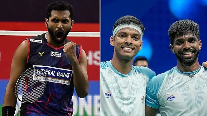 Left: HS Prannoy; Satwik-Chirag, the doubles duo