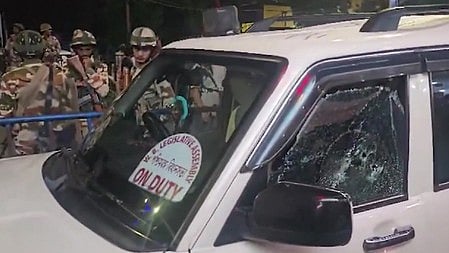 The vehicle in which Adhikari's close aide Chandranath Rath was shot dead