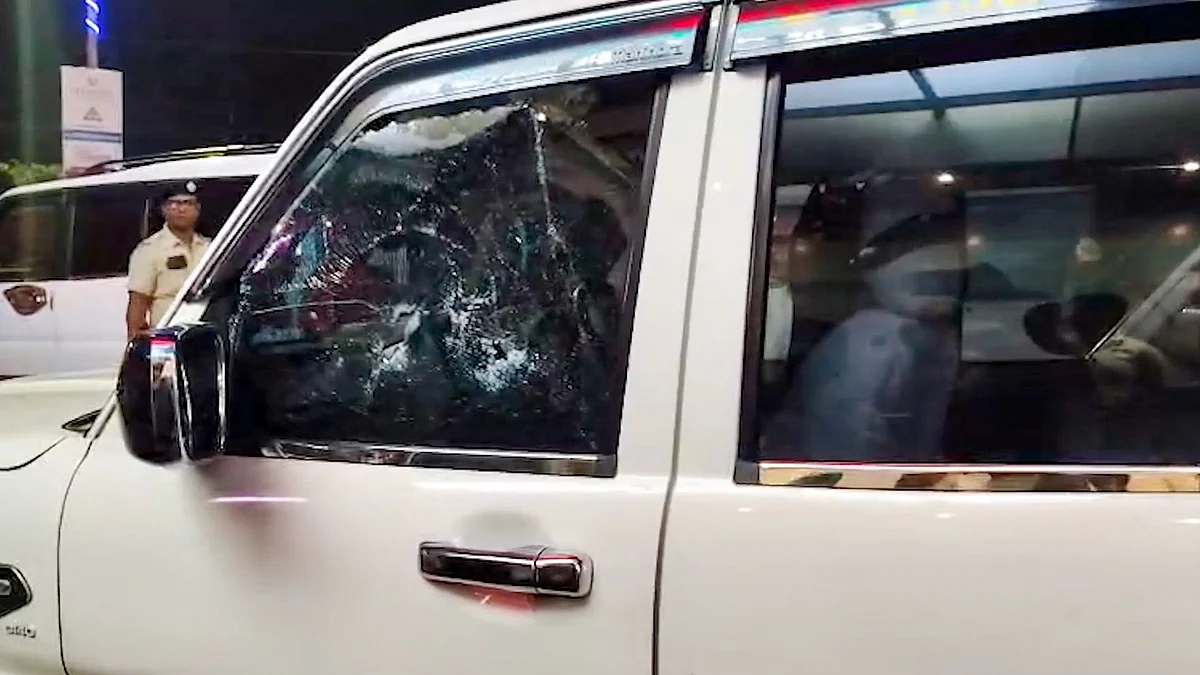 Vehicle riddled with bullet marks after the deadly shooting attack in Madhyamgram.