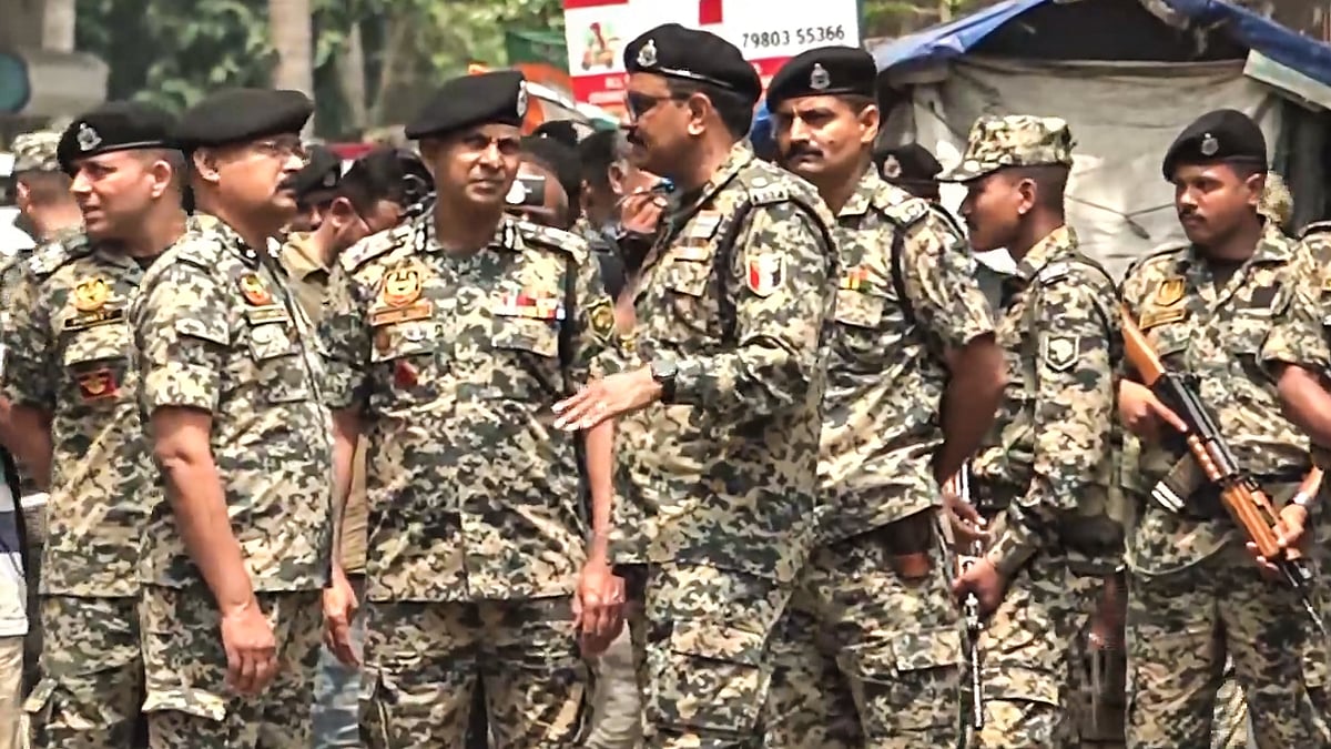BSF DG Praveen Kumar inspects the spot where Chandranath Rath was shot dead in Kolkata.