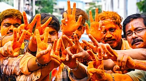 BJP workers in Kolkata celebrate the brute majority the party won on 4 May