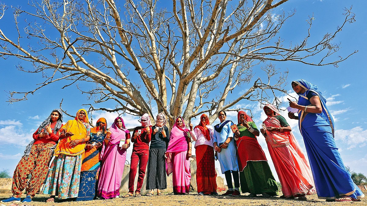 Voters in phase 1 of Lok Sabha elections, in Rajasthan, 19 April 2024
