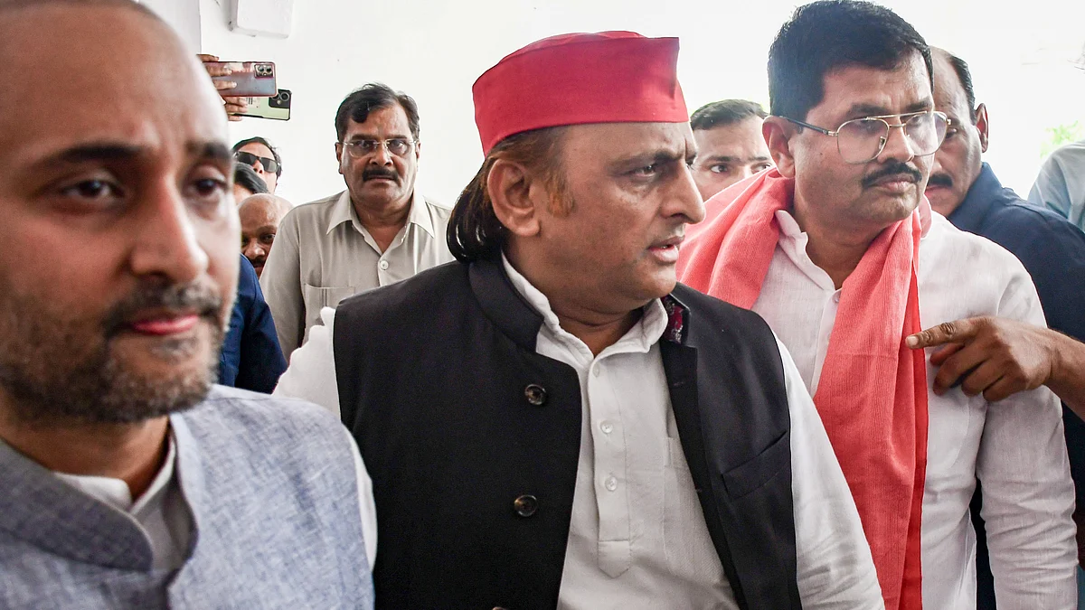 Samajwadi Party chief Akhilesh Yadav in Prayagraj.