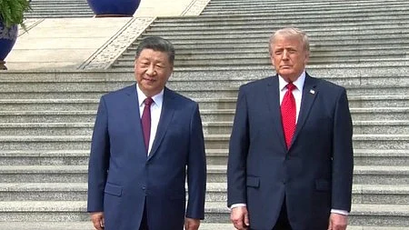 Donald Trump begins high stakes talks with Chinese President Xi Jinping in Beijing.