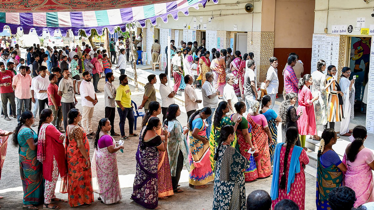 Voters at a polling station in Chennai