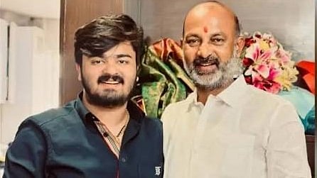 Union minister Bandi Sanjay Kumar with his son Bandi Bageerath.