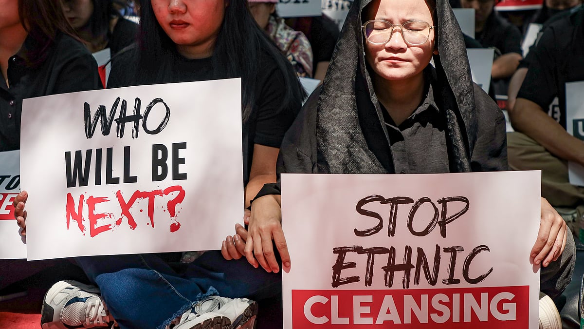 A protest in New Delhi by Kuki students over the killing of three church leaders in Kangpokpi district